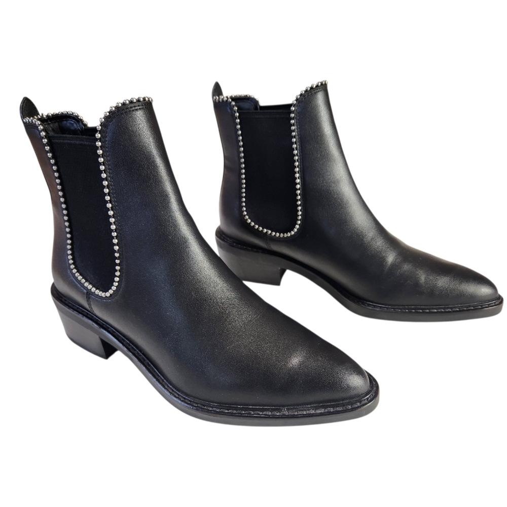 COACH Women's Leather Bowery Beadchain Chelsea Booties Size 6B